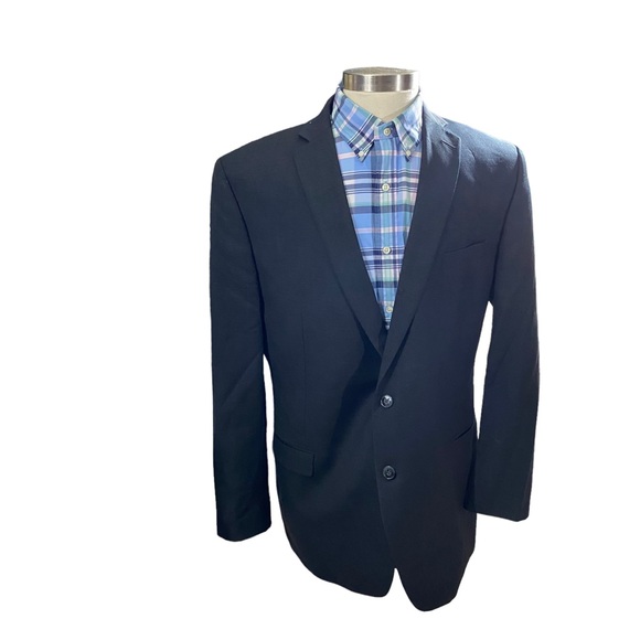 CALVIN KLEIN Men Black 100% Wool Jacket 46L Fully Lined Formal - Picture 2 of 13